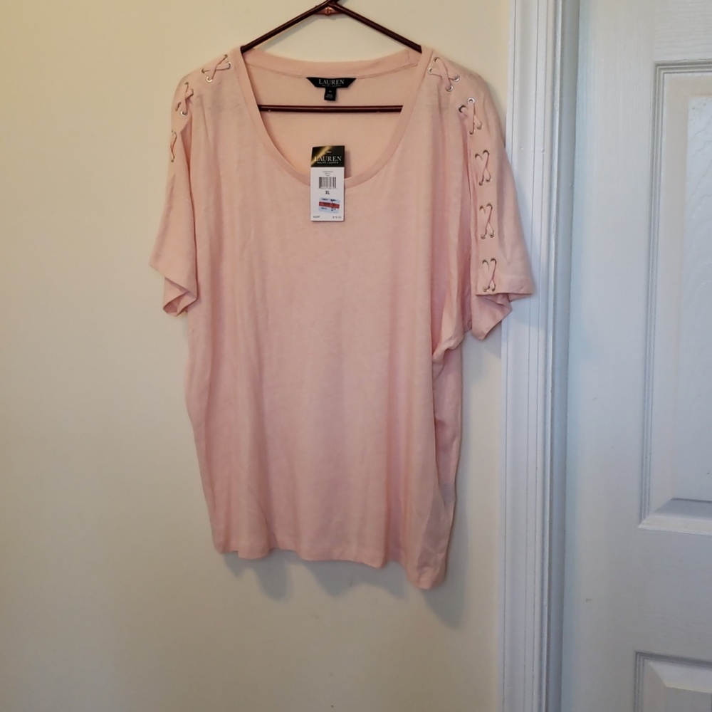 Blush Lauren shirt with detailed sleeves NWT